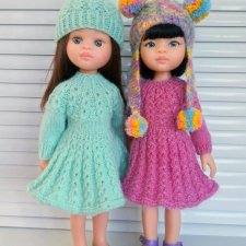 Кукольный гардероб:одежда для кукол выполненная спицами.