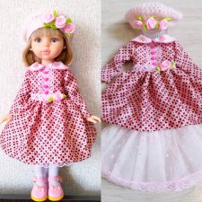 Продолжаем розовую тему в кукольном гардеробе: шёлковое платье с розовым принтом