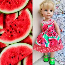 "Арбузное настроение" - платье для кукол ГОТЦ ростом 48-50 см