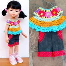 Наряд "Хиппи" для паолочек №2 или как я утилизирую остатки пряжи и ткани.