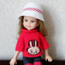 Красный свитер с зайкой для паолочки