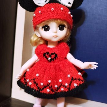 Платье в стиле Мини Маус для шарнирки ростом 15-16 см