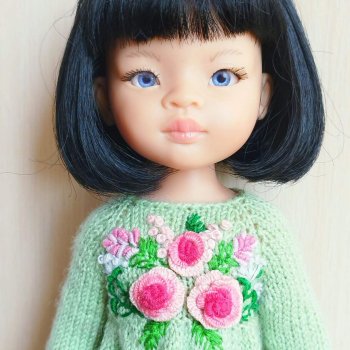 Платье с объемной бразильской вышивкой для кукол Паола Рейна