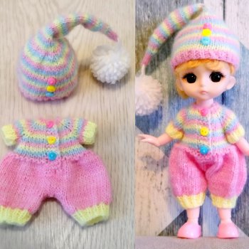 Наряд "Радужный гномик"  для баболек, лати, пукифи, ирреаликов и других кукол 15-16 см