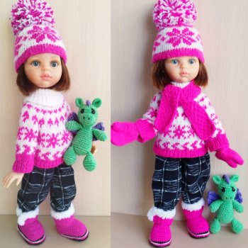 Комплект вязаной одежды с норвежским жаккардом  "ПОЛЯРНАЯ ЗВЕЗДА"