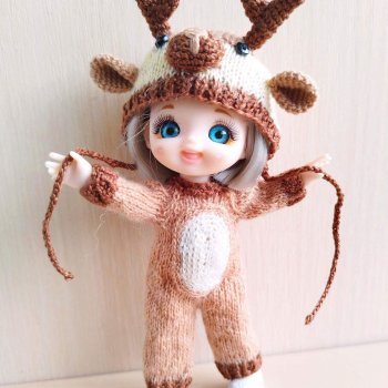 Новогодний костюм "Оленёнок" для баболей,Pukifee,Lati Yellow,Mead/Late,irreal doll ростом 15-16 см