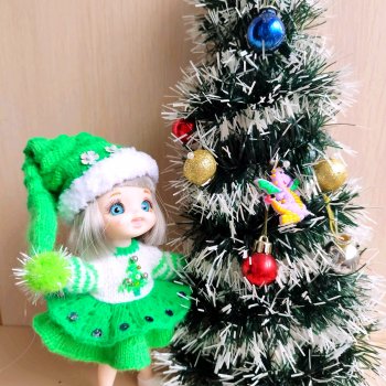 Новогодний костюм "Ёлочка" для баболей,Pukifee,Lati Yellow,Mead/Late,irreal doll ростом 15-16 см