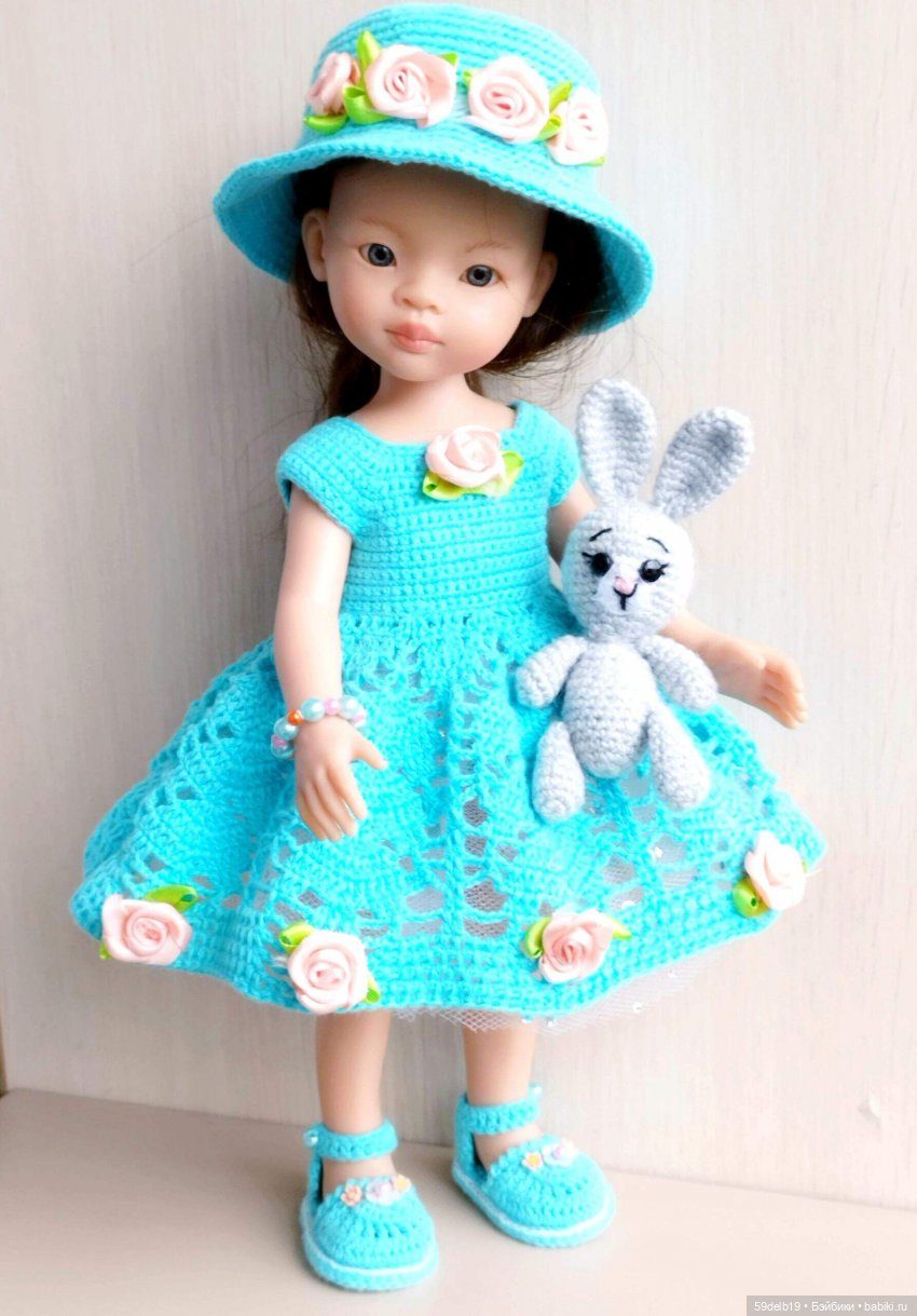 вязаная авторская игрушка, зайка вязаный для кукол, игрушка для кукол паола рейна