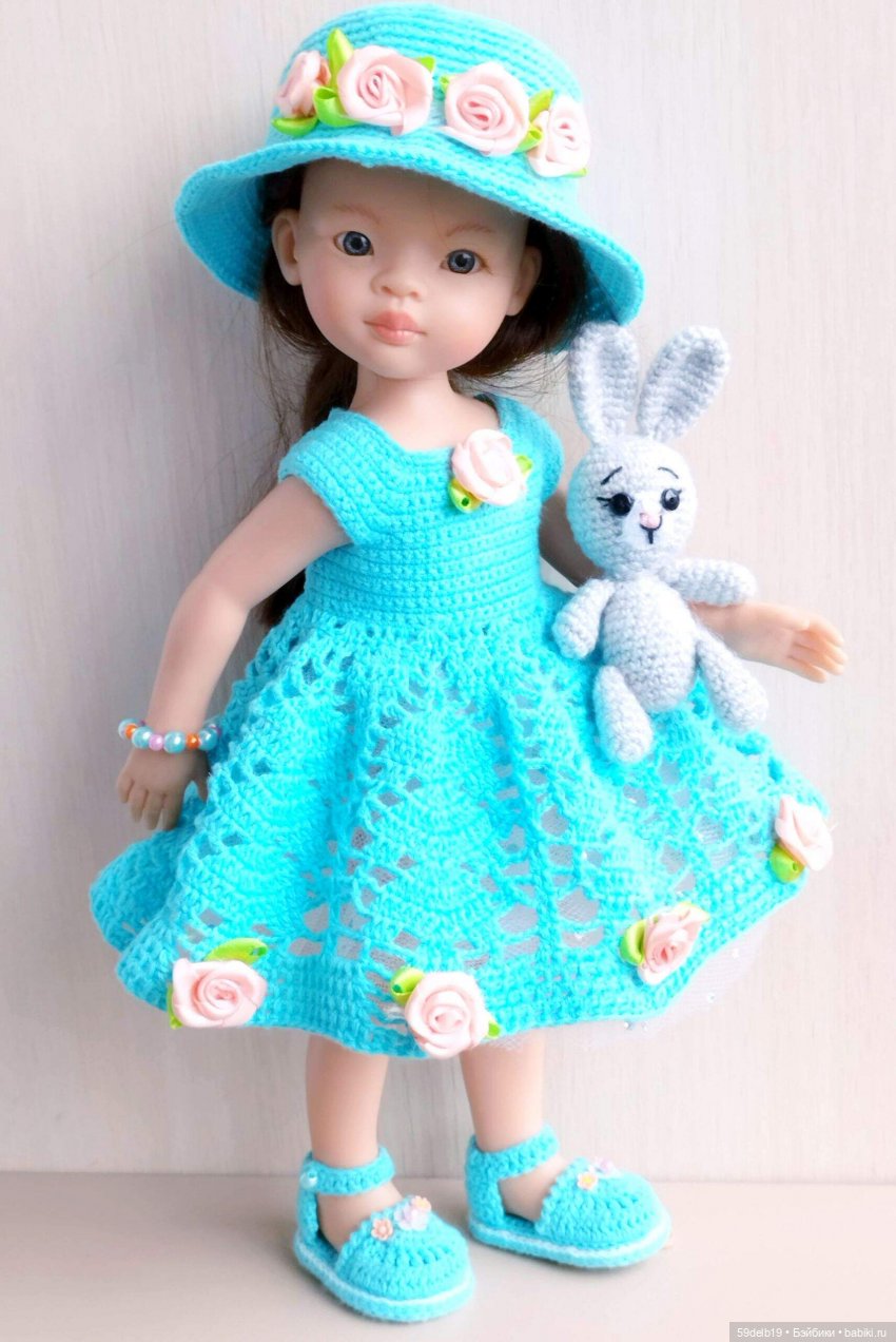вязаная авторская игрушка, зайка вязаный для кукол, игрушка для кукол паола рейна