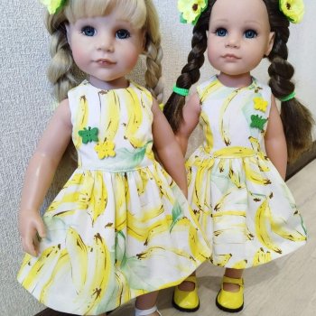 Бананово-жёлтые платья для кукол ГОТЦ