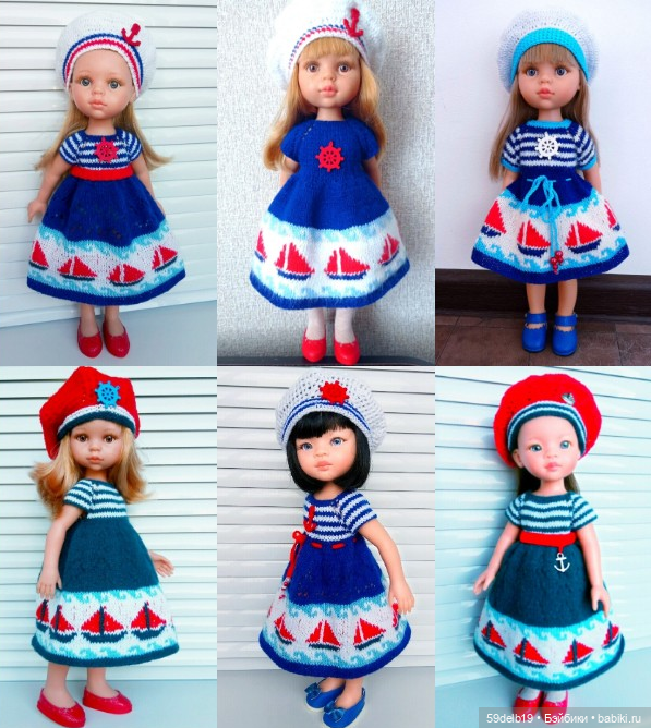 жаккард на морскую тему, одежда для кукол
