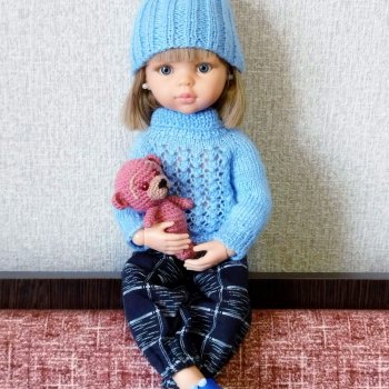 Вязаная мишутка-девочка Пуговка для паолочек