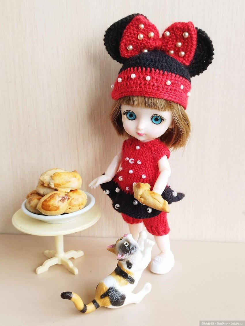 Костюмчик Мини Маус для шарнирных куколок ростиком 14-16 см (фото 4)