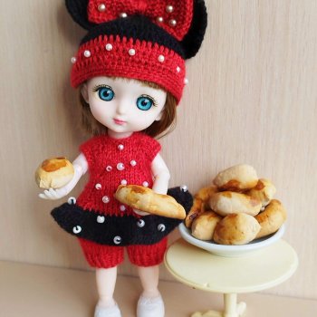 Костюмчик Мини Маус для шарнирных куколок ростиком 14-16 см