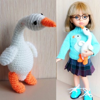 Вязаная игрушка для паолочки мини Гусик