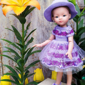 Лёгкое ажурное платье крючком для паолочки с узором "Лилия"