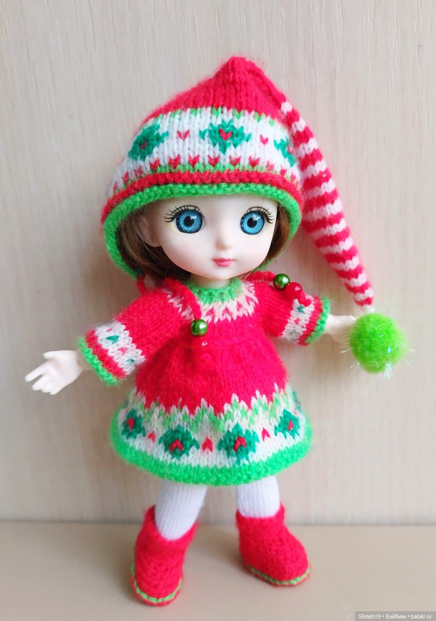 Костюм для баболечки 15 см "Рождественский Гномик" (фото 2)