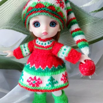 Костюм для баболечки 15 см "Рождественский Гномик"