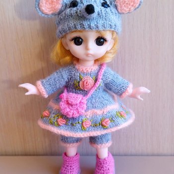 Новогодний костюм для бабольки 15 см "Мышка-Малышка"🐭