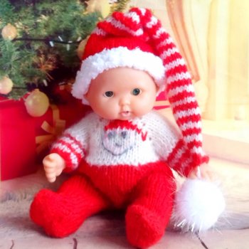 Новогодний наряд для пупсика 12 см  из фикспрайса