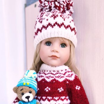 Новый свитерок и шапочка с норвежским жаккардом для готц