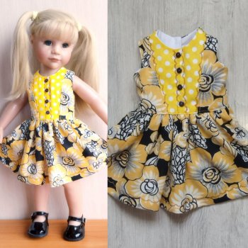 Ещё один жёлтые сарафанчик для кукол готц