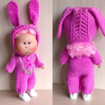 Вязаный комбинезончик с вышивкой рококо для мини Мии