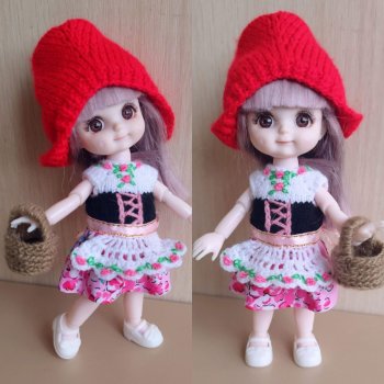 Новогодний костюм для куклы баболи "Красная Шапочка"