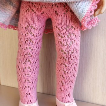 Ажурные колготочки спицами для кукол готц 48-50 см