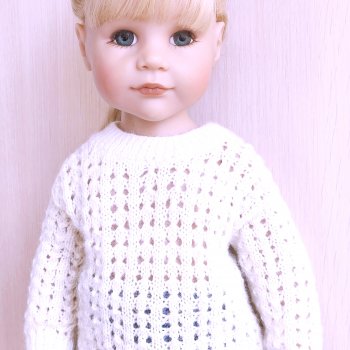 Ажурный свитер спицами для куклы готц 50 см
