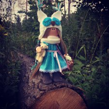 Интерьерная текстильная кукла ручной работы "Совушка"