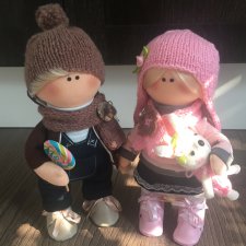Текстильные куколки ручной работы "Сёма и Полли"