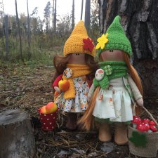 Осенние девчушки Мила и Адель. Текстильные куклы