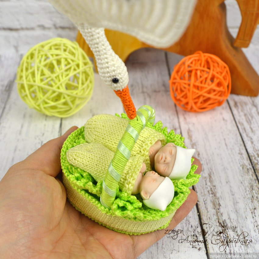 Аист прилетел — Авторские миниатюрные куклы: лепка (фото 2)