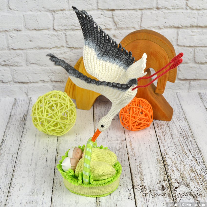 Аист прилетел — Авторские миниатюрные куклы: лепка (фото 4)