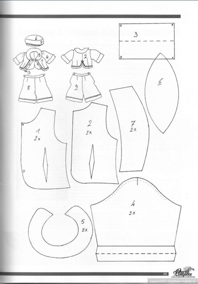 Выкройка одежды для куклы из журнала "Ours & Poupées" (фото 8)