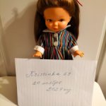 Очаровательная кукла Ева в полосатом платье с длинными волосами. Eva Harta, Goebel, ФРГ.