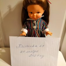 Очаровательная кукла Ева в полосатом платье с длинными волосами. Eva Harta, Goebel, ФРГ.