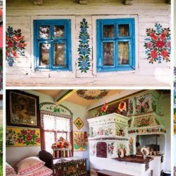 Расписные дома в деревне Залипье