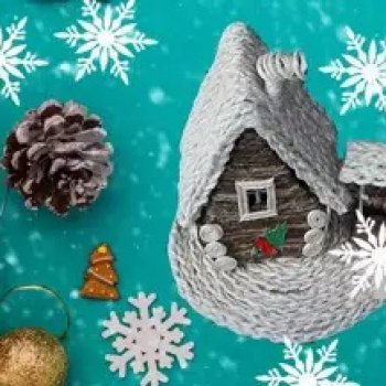 Рождественский домик: джут, картон и немного любви