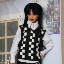 ООАК кукла Барби в образе Уэнсдей Аддамс Wednesday Addams фулсет