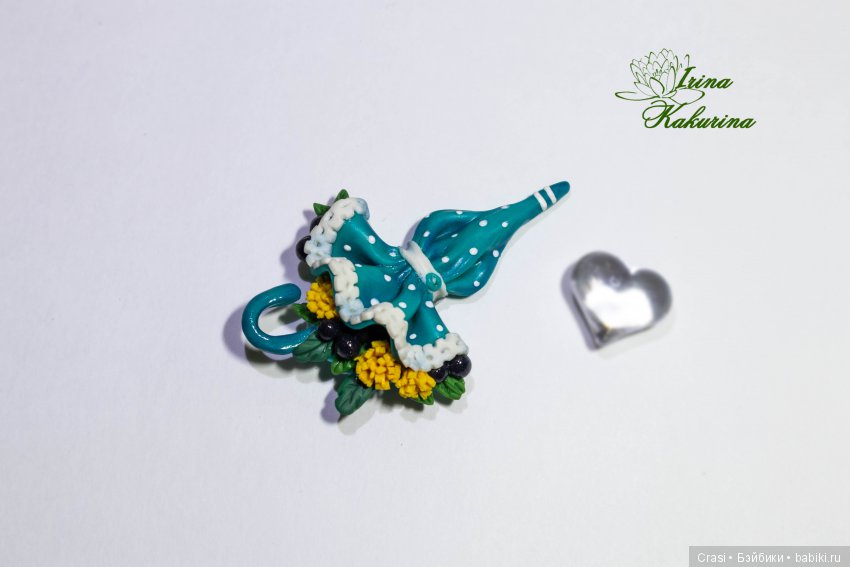 Броши Зонтики — Лепка авторских игрушек и папье (фото 3)