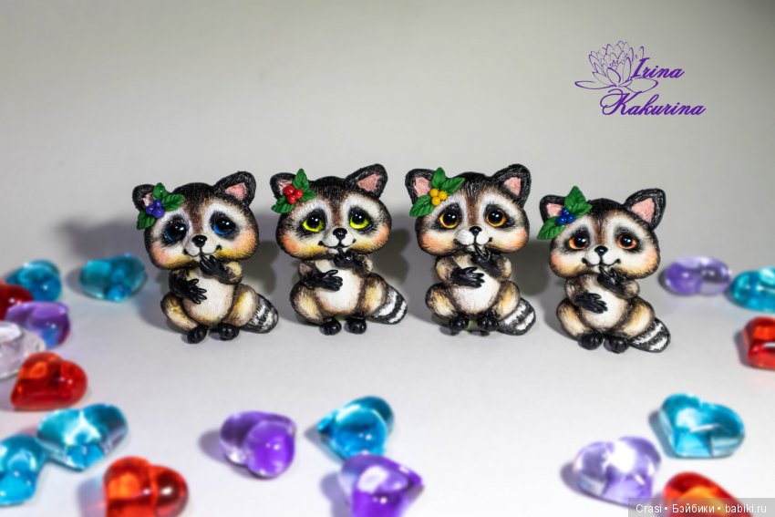 Броши Енотики — Лепка авторских игрушек и папье