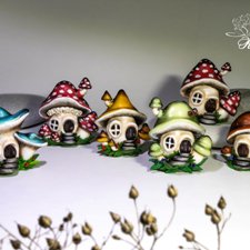 Броши Грибочки-домики