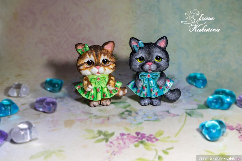 Брошки кошки из полимерной глины (фото 6)