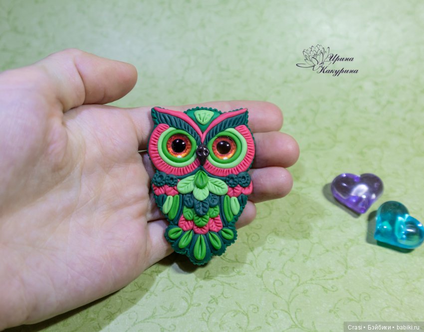 Броши Совушки — Лепка авторских игрушек и папье (фото 2)