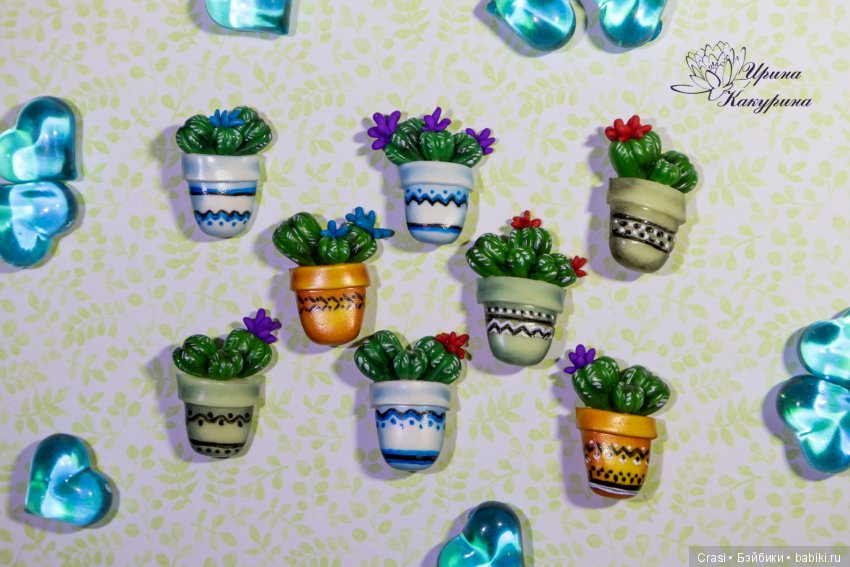 Броши цветы в горшочках — Лепка авторских игрушек и папье (фото 2)