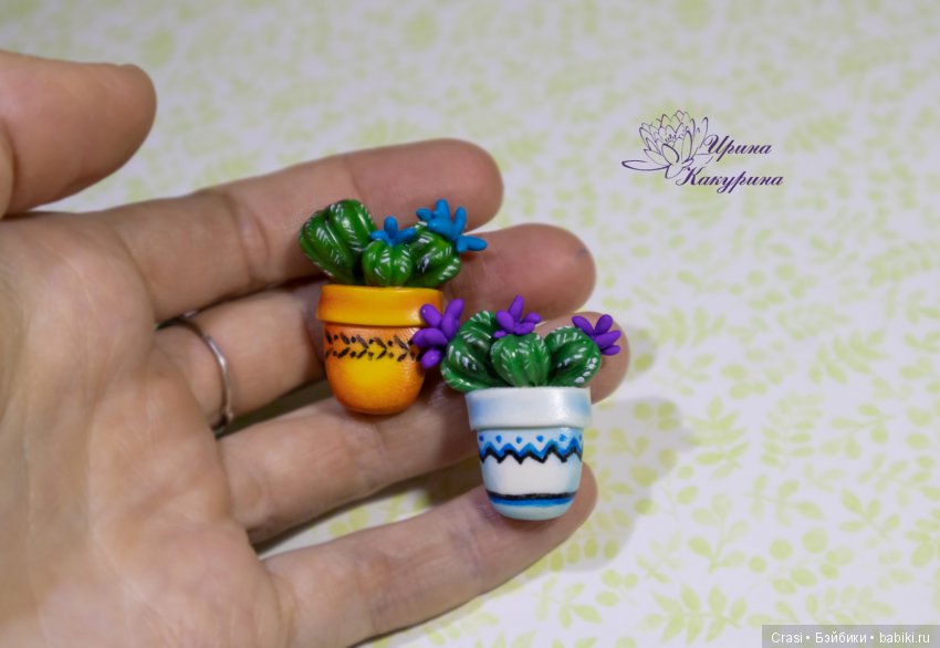 Броши цветы в горшочках — Лепка авторских игрушек и папье