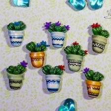 Броши цветы в горшочках