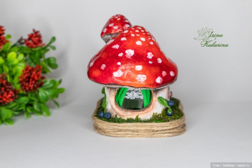 Домик грибок с жильцом — Авторские миниатюрные куклы: лепка (фото 3)